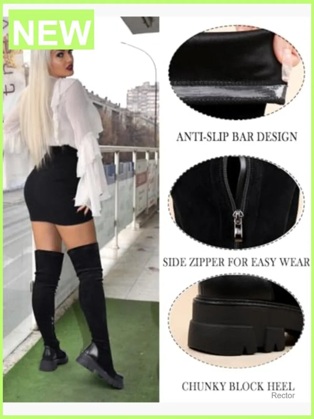 Platform Over the Knee Boots Lug Sole Comfortable Stretch 6-11